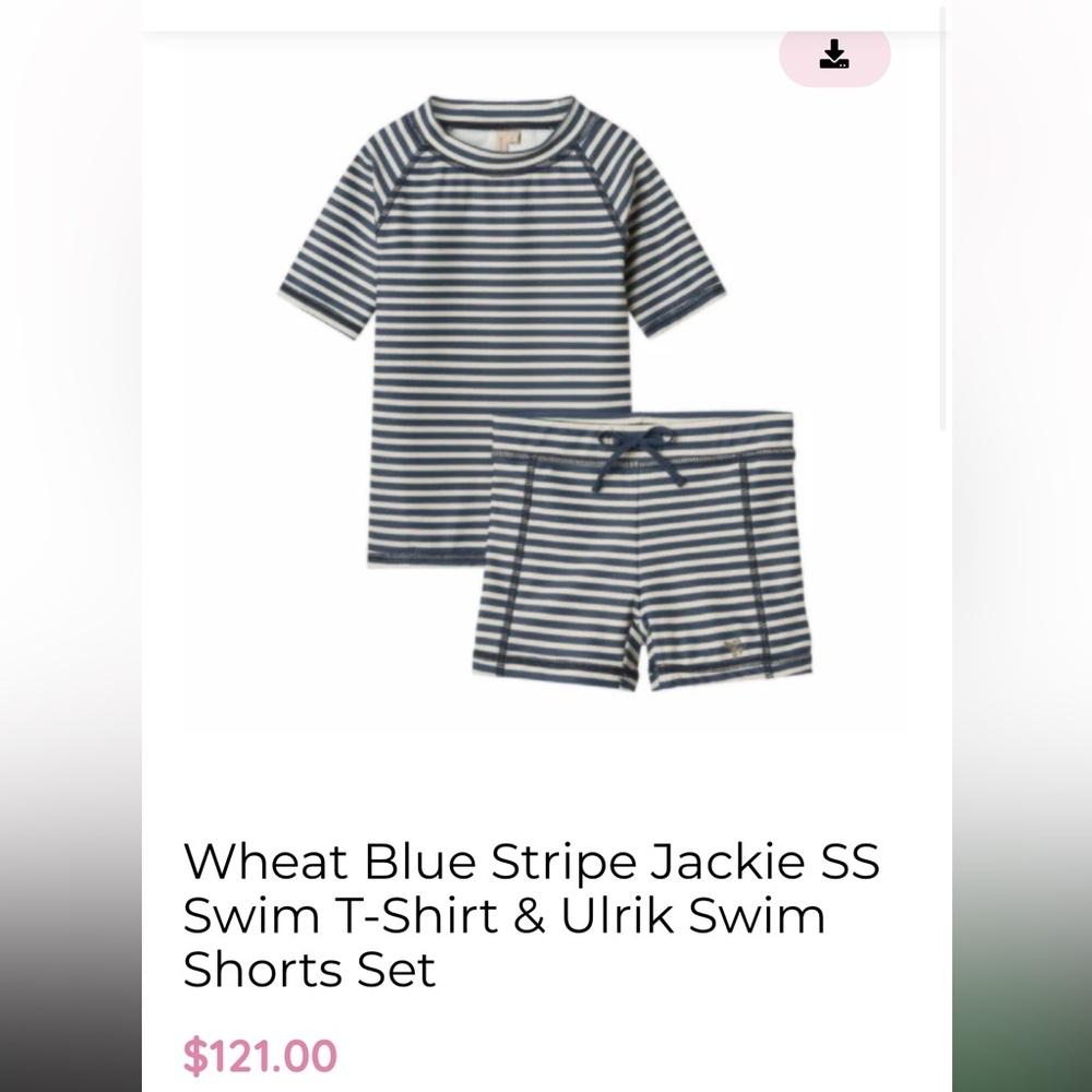 Blue and White Striped Rashguard Swim Set